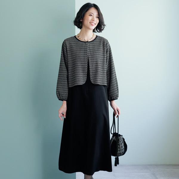 ワンピース きれいめ おしゃれ 春 秋冬 ミセス シニア ファッション 40代 50代 60代 70...