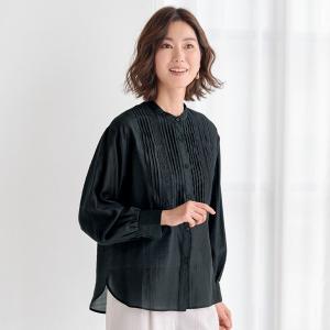 ブラウス シャツ レディース おしゃれ 春夏 ミセス シニア ファッション 40代 50代 60代 70代 レース＆ピンタックシアーシャツ