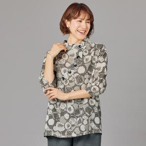 ブラウス シャツ レディース おしゃれ 春夏 ミセス シニア ファッション 40代 50代 60代 70代 ドット柄多ボタンブラウス