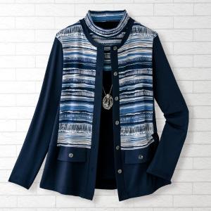 おしゃれ アンサンブル レディース / プリント切替カーディガンアンサンブル