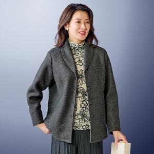 ジャケット 秋冬 日本製 ミラノリブテーラードジャケット ラベンダーパープル 丸襟 レディース 婦人服 ミセス シニア ニットジャケット かわいい シニアファッション 50代 60代 70代 80代 母の日 お母さん　fuji　p19176 秋冬 日本製 ミラノリブテーラードジャケット ラベンダーパープル 丸襟