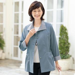 ジャケット アウター レディース おしゃれ 春夏 ミセス シニア ファッション 40代 50代 60代 70代 80代 襟配色デザインジャケット