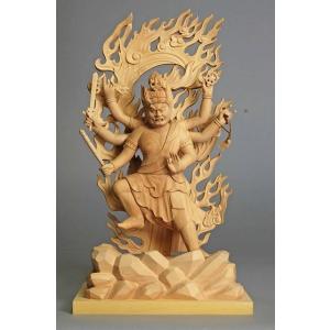 木彫仏像 最上稲荷像 総高21cm つげ材木地仕上 : 有限会社みやこ仏像