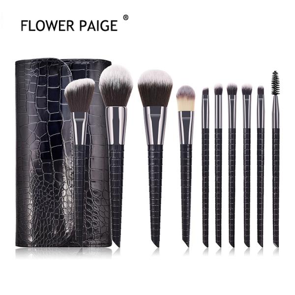 FLOWER PAIGE 10Pcs メイクアップブラシセット ブラック/ホワイト プロフェッショナ...