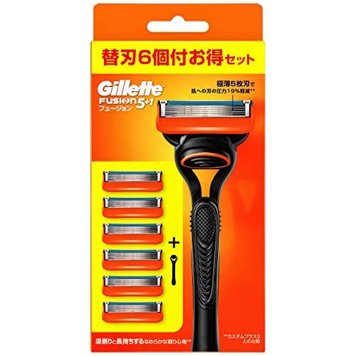 Gillette フュージョン カミソリ 本体 1コ 替刃 6コ付 うち1コは本体に装着済