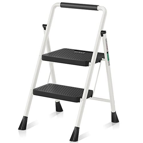 RIKADE 脚立 はしご 鉄素材 持ち運び便利 持ち手付き 軽量 折りたたみ脚立 踏み