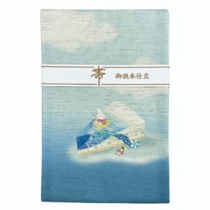 夏帯] 夏名古屋帯 白くまキャンディ (麻/青緑色) リネン 日本製 名古屋