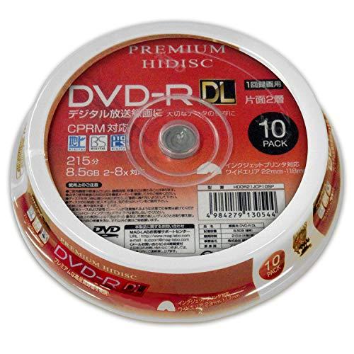 HIDISC CPRM対応 録画用 DVD-R DL 片面2層 8.5GB 10枚 8倍速対応