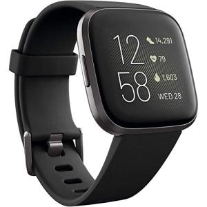 Fitbit Versa 2 スマートウォッチ ブラック/カーボン [6日間以上のバッテリーライフ/Alexa搭載]｜miyanojin4