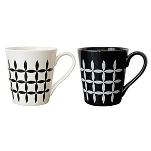 Dolce duo ペアマグカップ コップ セット コーヒーカップ 230ml 七宝 白 黒 食器 陶器 DAM-174｜miyanojin7