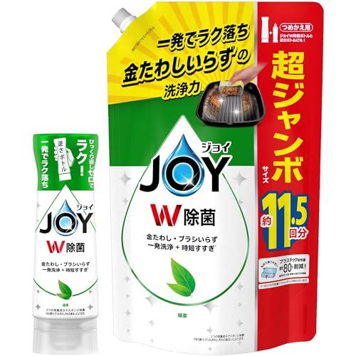 まとめ買い ジョイ W除菌 食器用洗剤 緑茶の香り 逆さボトル 290mL + 詰め替え 超特大ジャ...