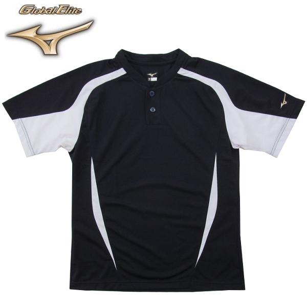 ミズノ　グローバルエリート　ベースボールシャツ　ハーフボタン小衿　野球シャツ　野球ウエア　12JC7...