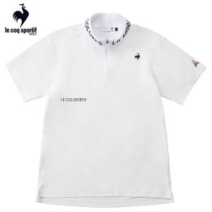 ゴルフシャツ半袖　ルコック　ゴルフウエア　ハーフジップ半袖シャツ　ストレッチフォーサー　QGMXJA15　WH　ホワイト　LLサイズ｜miyaspo
