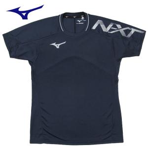 ミズノ　バレーウェア　プラクティスシャツ　半袖　N-XTプラクティスシャツ　V2MA151214　ドレスネイビー×シルバー｜miyaspo