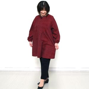 彩藍 スモックエプロン 麦秋斜めギャザーチュニ...の詳細画像2