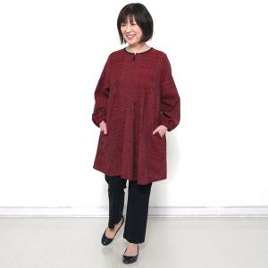 彩藍 スモックエプロン 麦秋斜めギャザーチュニ...の詳細画像3