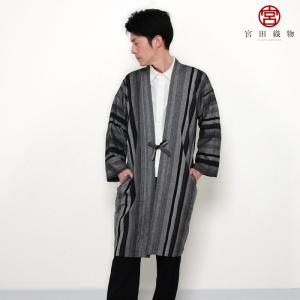 haori [amanogawa long] black 天の川 あまのがわ ロング丈 春夏秋向け 綿100% ※新色 宮田織物 日本製 メンズ レディース 男女兼用 ユニセックス｜miyata