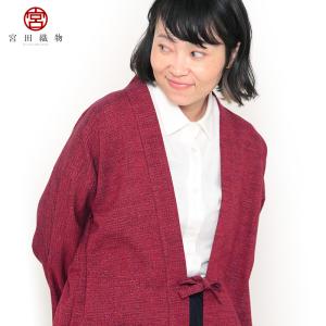 haori (羽織) nessa(熱砂) レッド 春秋向け 綿100% ※new size 日本製 宮田織物謹製 メンズ レディース 男女兼用 ユニセックス｜miyata