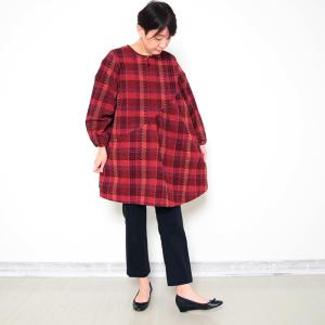 彩藍 スモックエプロン 大錦斜めギャザー 紺 ...の詳細画像1