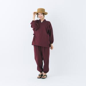 作務衣 夏用 新型 ちぢみ織り パンツ両サイド...の詳細画像2