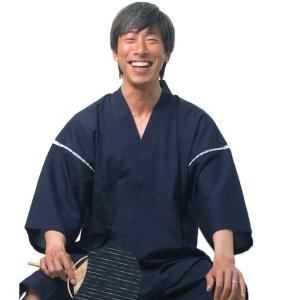 甚平 夏用 ちぢみ織り 紺 ネイビー メンズ 綿...の商品画像