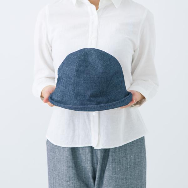 ギフト 五感 gokan 帽子 デニム ブルトン 後ろゴム入り 紺 麻66%・綿32%・ポリウレタン...