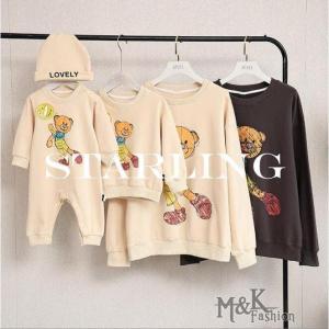 親子ペアルック ベビー 親子コーデ 赤ちゃん 熊柄