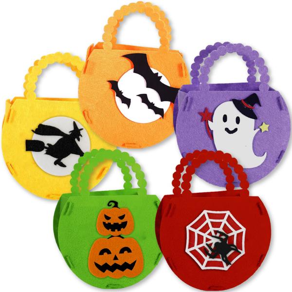 【2025年版】ハロウィン 手提げ袋 5色5枚セットミニバッグ 飾り トートバッグ 手芸キット お菓...
