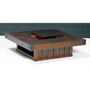 受注生産品 座敷机 黒檀 漆仕上げ 4.5尺 山水彫り 座卓 唐木 唐木家具