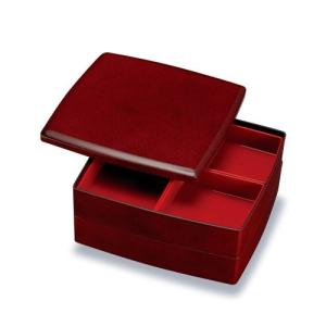 みよし漆器本舗 紀州塗り 9寸 隅切二段オードブル 黒 二輪草 運動会