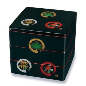 みよし漆器本舗 紀州塗り 7寸 三段 重箱 黒内朱 おぼろ月 運動会 大型