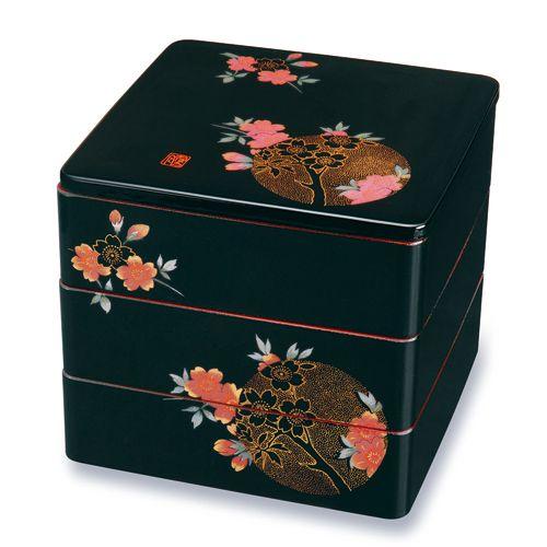 紀州塗り 7寸 三段 重箱 黒内朱 おぼろ月 運動会 大型 弁当箱 おしゃれ 3段 お重箱 かわいい...