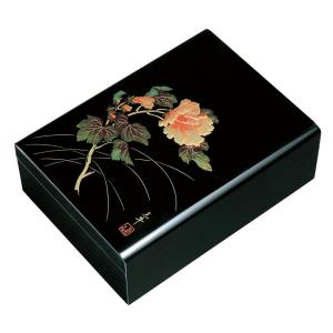 みよし漆器本舗 尺1寸 加伏文庫 黒 鶴 書類入れ 蓋付き 収納ボックス