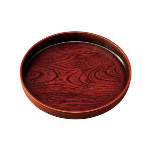 みよし漆器本舗 紀州塗り お盆 トレー 10寸 丸盆 両面ケヤキ杢目 茶盆
