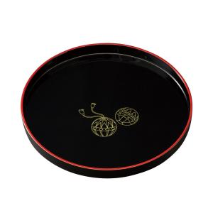 みよし漆器本舗 紀州塗り お盆 トレー 24cm おもてなし盆 黒 つゆ草