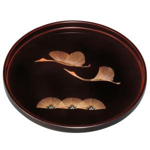 紀州塗り 8寸 丸盆 溜 金鶴 お盆 トレー ト...の商品画像