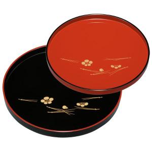 入子夫婦盆 梅に松葉 紀州塗り 7寸 21cm ...の商品画像