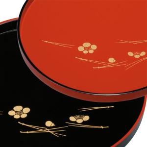 入子夫婦盆 梅に松葉 紀州塗り 7寸 21cm...の詳細画像1