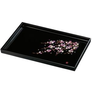 みよし漆器本舗 紀州塗り 尺6寸 巾広富士型 長手盆 五重の塔(金蒔絵