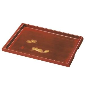 みよし漆器本舗 紀州塗り 尺4寸 長手盆 朱 金蒔絵 扇びな お盆 トレー