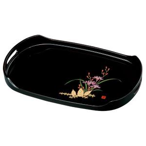 みよし漆器本舗 紀州塗り 尺4寸 長手盆 朱 金蒔絵 扇びな お盆 トレー