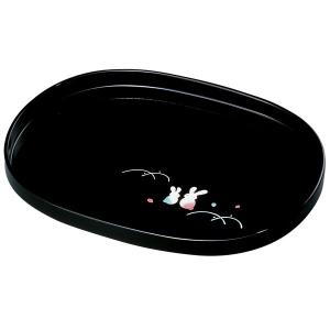 みよし漆器本舗 梅型盆 朱 梅に松葉 紀州塗り 7.5寸 23cm お盆 トレー