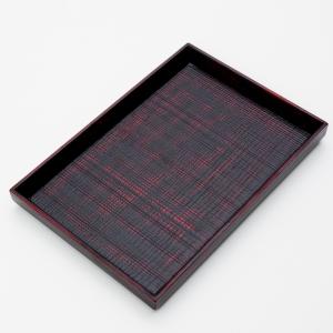 天然木製 小長盆 千筋 曙 23cm 漆塗り お盆 トレー トレイ おぼん おしゃれ 木製 長方形 木目 カフェ 和風 来客 お茶出し 黒 ブラック