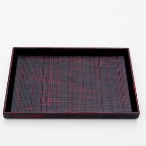 天然木製 小長盆 千筋 曙 23cm 漆塗り ...の詳細画像1