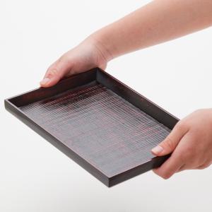 天然木製 小長盆 千筋 曙 23cm 漆塗り ...の詳細画像3