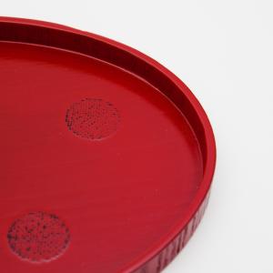 天然木製 8寸 小判盆 水玉 根来 漆塗り 2...の詳細画像2