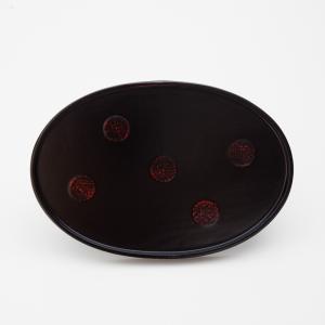 天然木製 8寸 小判盆 水玉 曙 漆塗り 24cm お盆 トレー トレイ おぼん