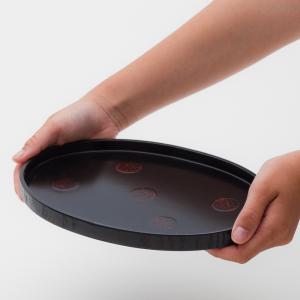 クーポン有 天然木製 8寸 小判盆 水玉 曙 ...の詳細画像5