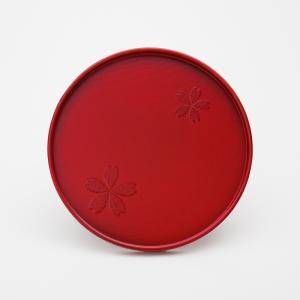 みよし漆器本舗 天然木製 7寸 布張丸盆 曙 漆塗り おぼん トレイ 黒