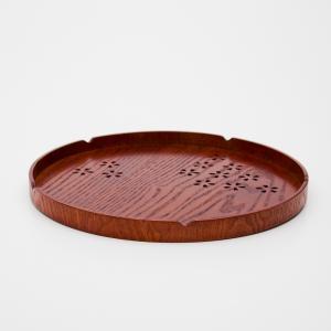 クーポン有 丸盆 天然木製 30cm 尺寸 お...の詳細画像1
